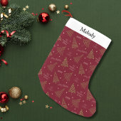 Moderne Weihnachtsbäume mit Jahresgrüße Rot Kleiner Weihnachtsstrumpf