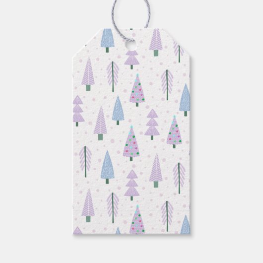 Moderne Weihnachtsbäume Muster Lavender Geschenkanhänger (Vorderseite)