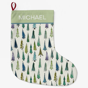 Moderne Weihnachtsbäume Muster personalisiert Großer Weihnachtsstrumpf