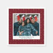 Moderne Weihnachtsbäume Neujahr Foto & Grüße Serviette (Vorderseite)