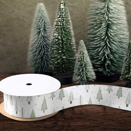 Moderne Weihnachtsbäume Olive Green Satinband
