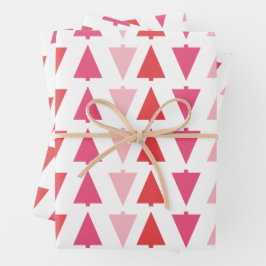 Moderne Weihnachtsbäume Pink Holiday Pattern Geschenkpapier Set