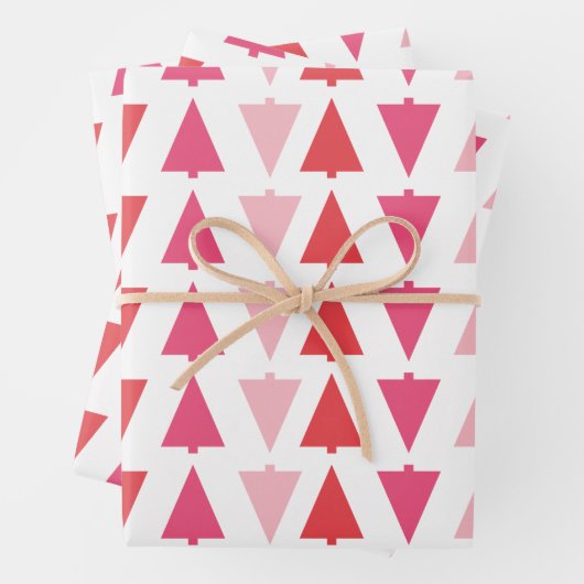 Moderne Weihnachtsbäume Pink Holiday Pattern Geschenkpapier Set (Beispiel)