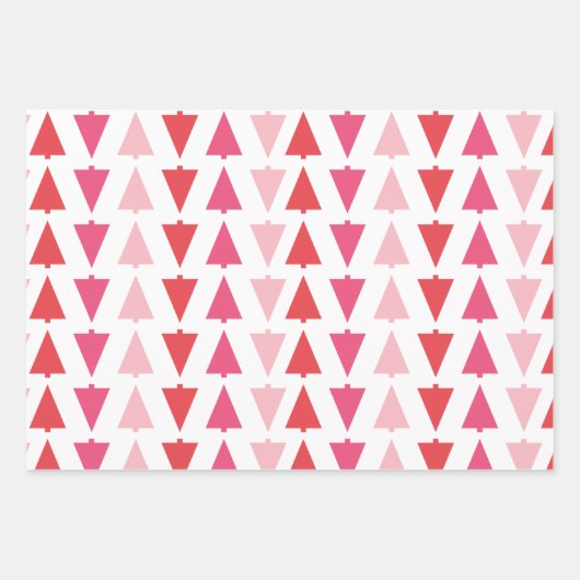 Moderne Weihnachtsbäume Pink Holiday Pattern Geschenkpapier Set (Vorderseite)