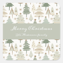 Moderne Weihnachtsbäume Quadratischer Aufkleber