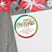 Moderne Weihnachtsbaume Rot & Grün Rücksendeadress Runder Aufkleber