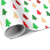 Moderne Weihnachtsbäume - Rot Grün und Gold Geschenkpapier (Rolleneckpunkt)