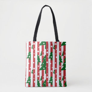 Moderne Weihnachtsbaume Rot-Grüne Streifen Muster Tasche