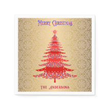 Moderne Weihnachtsbaume Rote Gold Name Ornamente