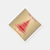 Moderne Weihnachtsbaume Rote Gold Name Ornamente Serviette (Ecke)