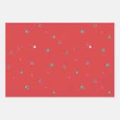 Moderne Weihnachtsbäume Rotes Olive Grünes Muster Geschenkpapier Set (Vorderseite 2)