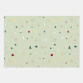 Moderne Weihnachtsbäume Rotes Olive Grünes Muster Geschenkpapier Set (Vorderseite)