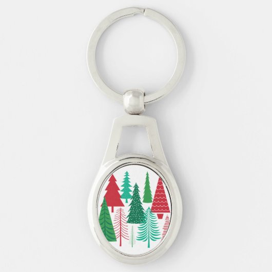 moderne Weihnachtsbäume Schlüsselanhänger (Vorderseite)