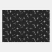 Moderne Weihnachtsbäume Schneeflocken Schwarz-weiß Geschenkpapier Set (Vorderseite)