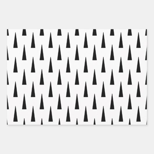 Moderne Weihnachtsbäume Schneeflocken Schwarz-weiß Geschenkpapier Set (Vorderseite 3)