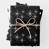 Moderne Weihnachtsbäume Schneeflocken Schwarz-weiß Geschenkpapier Set (Beispiel)