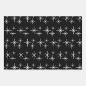 Moderne Weihnachtsbäume Schneeflocken Schwarz-weiß Geschenkpapier Set (Vorderseite)