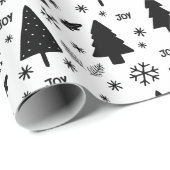Moderne Weihnachtsbäume schwarz und weiß Geschenkpapier (Rolleneckpunkt)