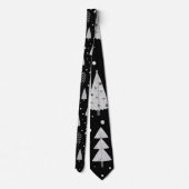 Moderne Weihnachtsbäume Schwarzes Grau Muster Krawatte (Rückseite)