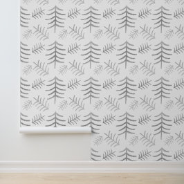 Moderne Weihnachtsbäume Silber auf Weiß Tapete