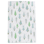 Moderne Weihnachtsbäume Snowflake Blue White Mittlere Geschenktüte (Vorderseite)