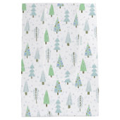 Moderne Weihnachtsbäume Snowflake Blue White Mittlere Geschenktüte (Rückseite)