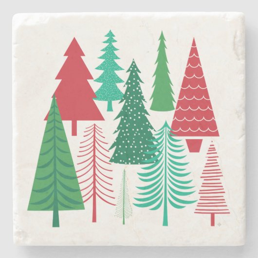 moderne Weihnachtsbäume Steinuntersetzer (Vorderseite)