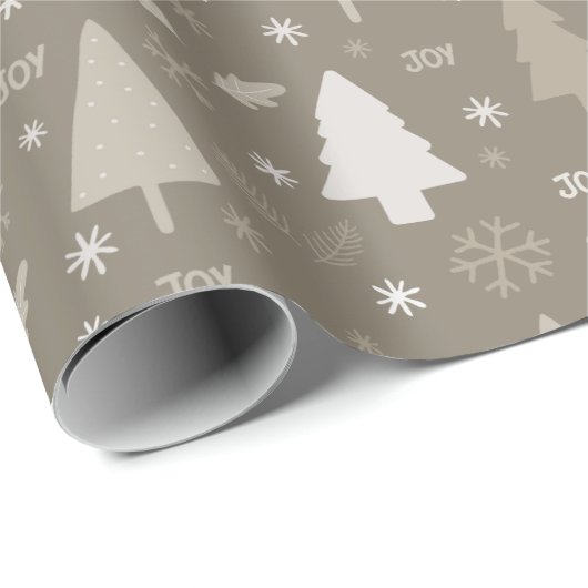 Moderne Weihnachtsbäume Taupe Geschenkpapier (Rolleneckpunkt)