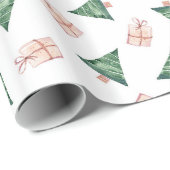 Moderne Weihnachtsbäume und Feiertage Geschenkpapier (Rolleneckpunkt)