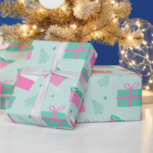 Moderne Weihnachtsbäume und Geschenke Geschenkpapier