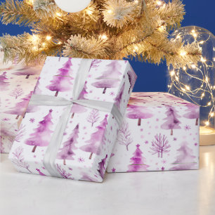 Moderne Weihnachtsbäume und Schneeflocken Weihnach Geschenkpapier