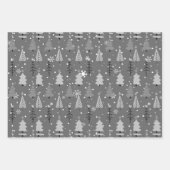 Moderne Weihnachtsbäume und Schneeflocken Weihnach Geschenkpapier Set (Vorderseite 3)