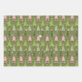 Moderne Weihnachtsbäume und Schneeflocken Weihnach Geschenkpapier Set (Vorderseite 2)