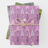 Moderne Weihnachtsbäume und Schneeflocken Weihnach Geschenkpapier Set (Beispiel)