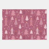 Moderne Weihnachtsbäume und Schneeflocken Weihnach Geschenkpapier Set (Vorderseite)