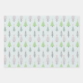 Moderne Weihnachtsbäume und Schneeflocken Weihnach Geschenkpapier Set (Vorderseite 3)