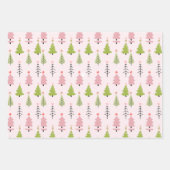 Moderne Weihnachtsbäume und Schneeflocken Weihnach Geschenkpapier Set (Vorderseite)