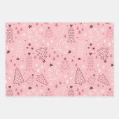 Moderne Weihnachtsbäume und Schneeflocken Weihnach Geschenkpapier Set (Vorderseite)