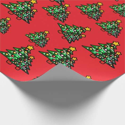 Moderne Weihnachtsbäume wackeln rotes Papier Geschenkpapier (Ecke)