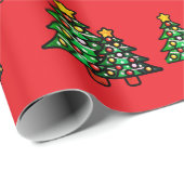 Moderne Weihnachtsbäume wackeln rotes Papier Geschenkpapier (Rolleneckpunkt)