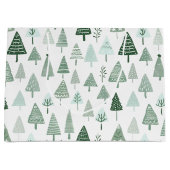 Moderne Weihnachtsbäume weiß und grün Große Geschenktüte (Vorderseite)