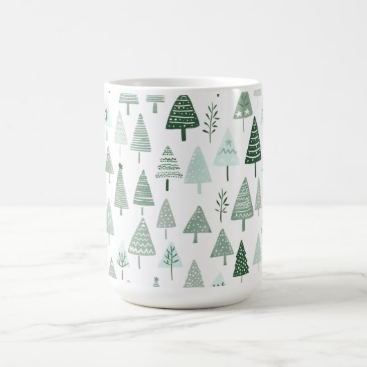 Moderne Weihnachtsbäume weiß und grün Kaffeetasse (Mittel)