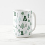 Moderne Weihnachtsbäume weiß und grün Kaffeetasse (VorderseiteRechts)