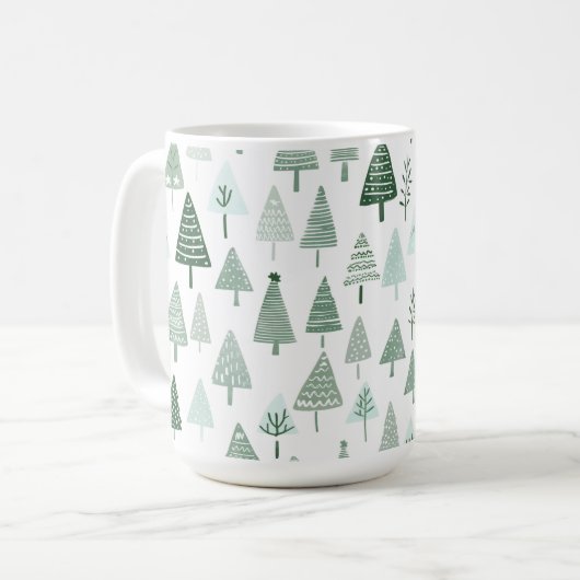 Moderne Weihnachtsbäume weiß und grün Kaffeetasse (Vorderseite Links)