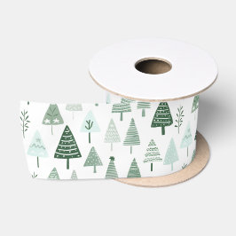 Moderne Weihnachtsbäume weiß und grün Satinband