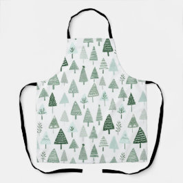 Moderne Weihnachtsbäume weiß und grün Schürze