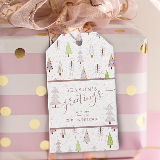 Moderne Weihnachtsbaumen - FROHE FESTTAGE Geschenkanhänger