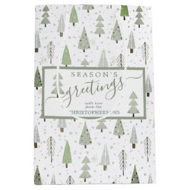 Moderne Weihnachtsbaumen - FROHE FESTTAGE Mittlere Geschenktüte