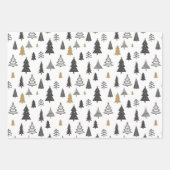 Moderne Weihnachtsbaumen Gold und Grau Muster Geschenkpapier Set (Vorderseite 3)