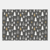 Moderne Weihnachtsbaumen Gold und Grau Muster Geschenkpapier Set (Vorderseite)